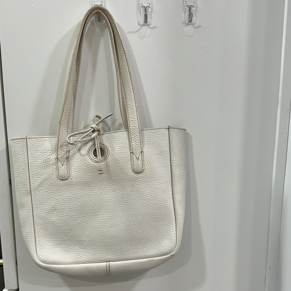 J. Crew Cream Leather Mini Tote Bag